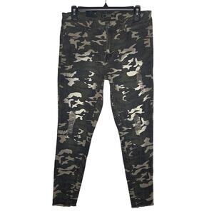 Lucky & Blessed High Rise Camo Skinny Ankle Jeans Distressed Green NWT Size 12